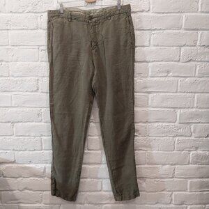 Dockers 100% Linen Green Khaki Jeans Pants Mens 36x33.5 Slim Tapered Flat Front.